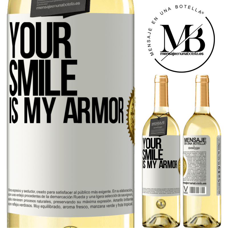 29,95 € Free Shipping | White Wine WHITE Edition Your smile is my armor White Label. Customizable label Young wine Harvest 2023 Verdejo