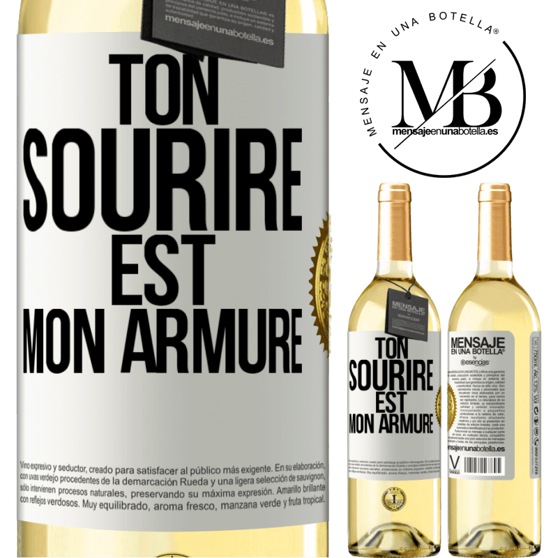 29,95 € Envoi gratuit | Vin blanc Édition WHITE Ton sourire est mon armure Étiquette Blanche. Étiquette personnalisable Vin jeune Récolte 2024 Verdejo