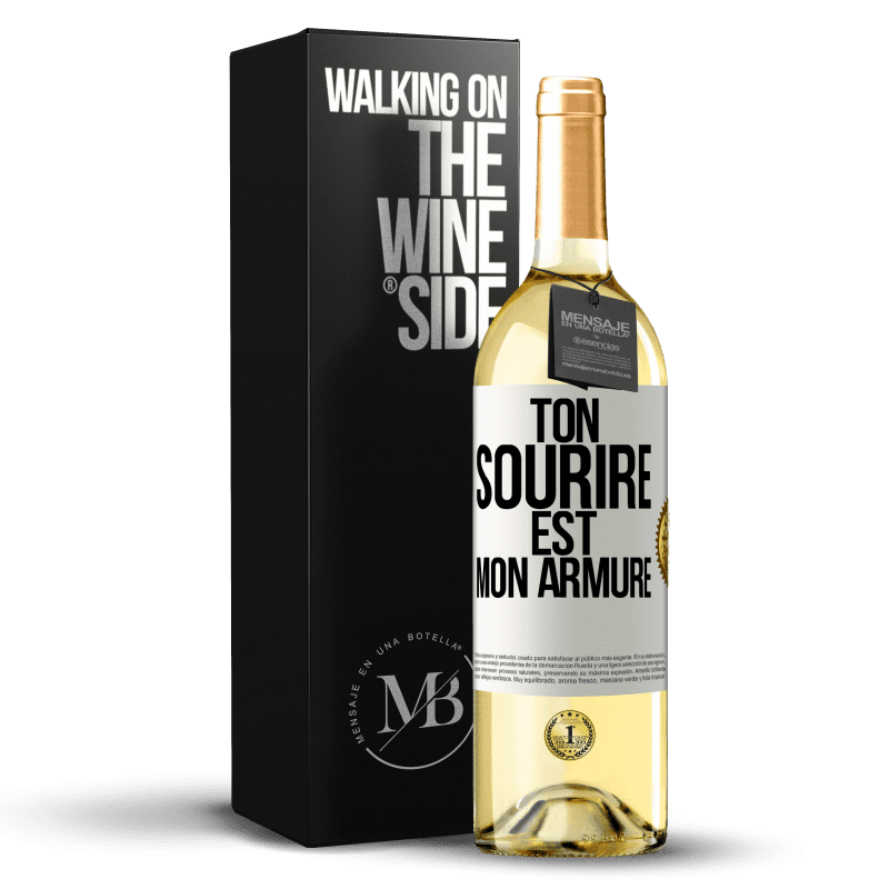 29,95 € Envoi gratuit | Vin blanc Édition WHITE Ton sourire est mon armure Étiquette Blanche. Étiquette personnalisable Vin jeune Récolte 2024 Verdejo