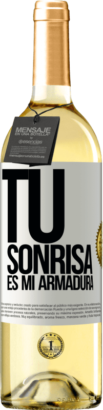 29,95 € Envío gratis | Vino Blanco Edición WHITE Tu sonrisa es mi armadura Etiqueta Blanca. Etiqueta personalizable Vino joven Cosecha 2025 Verdejo
