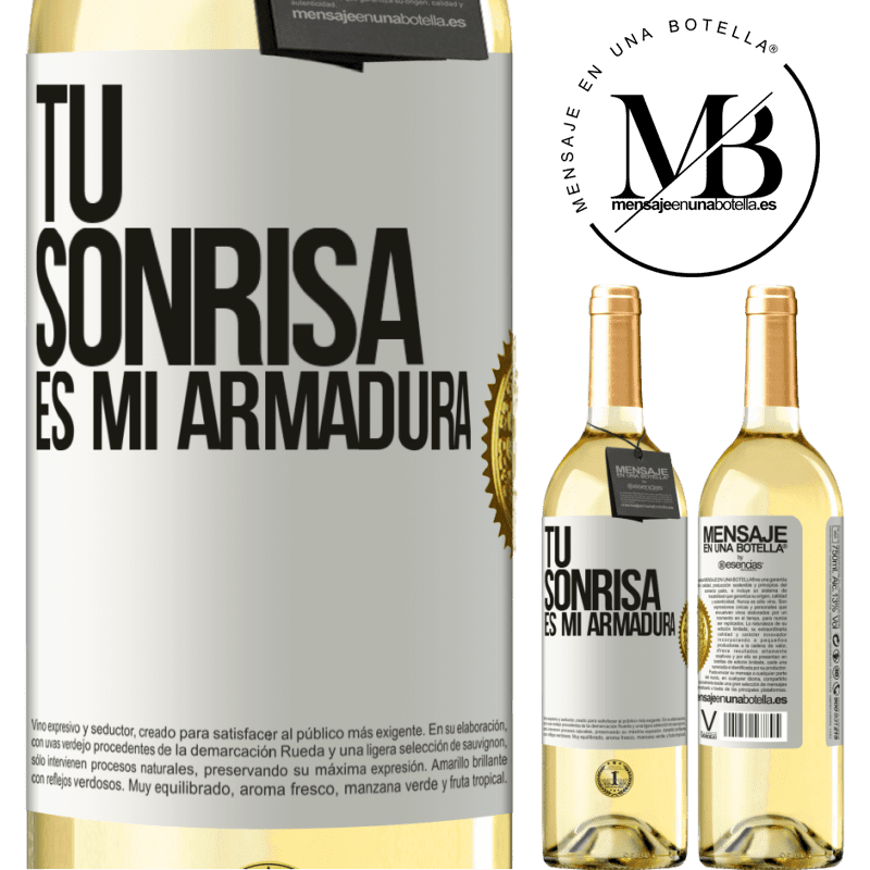 29,95 € Envío gratis | Vino Blanco Edición WHITE Tu sonrisa es mi armadura Etiqueta Blanca. Etiqueta personalizable Vino joven Cosecha 2024 Verdejo