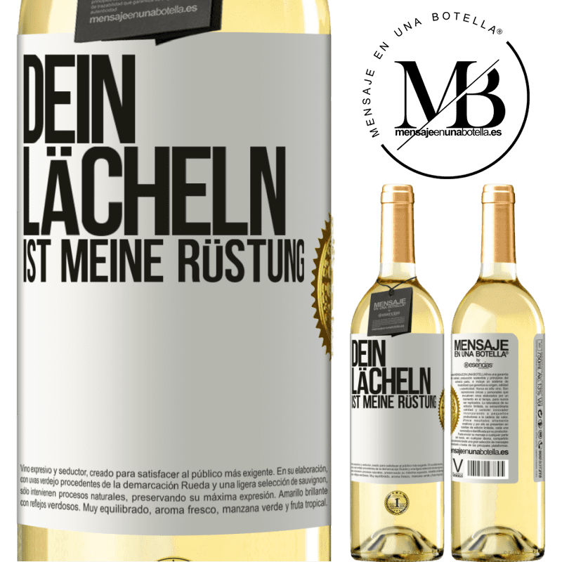 29,95 € Kostenloser Versand | Weißwein WHITE Ausgabe Dein Lächeln ist meine Rüstung Weißes Etikett. Anpassbares Etikett Junger Wein Ernte 2024 Verdejo