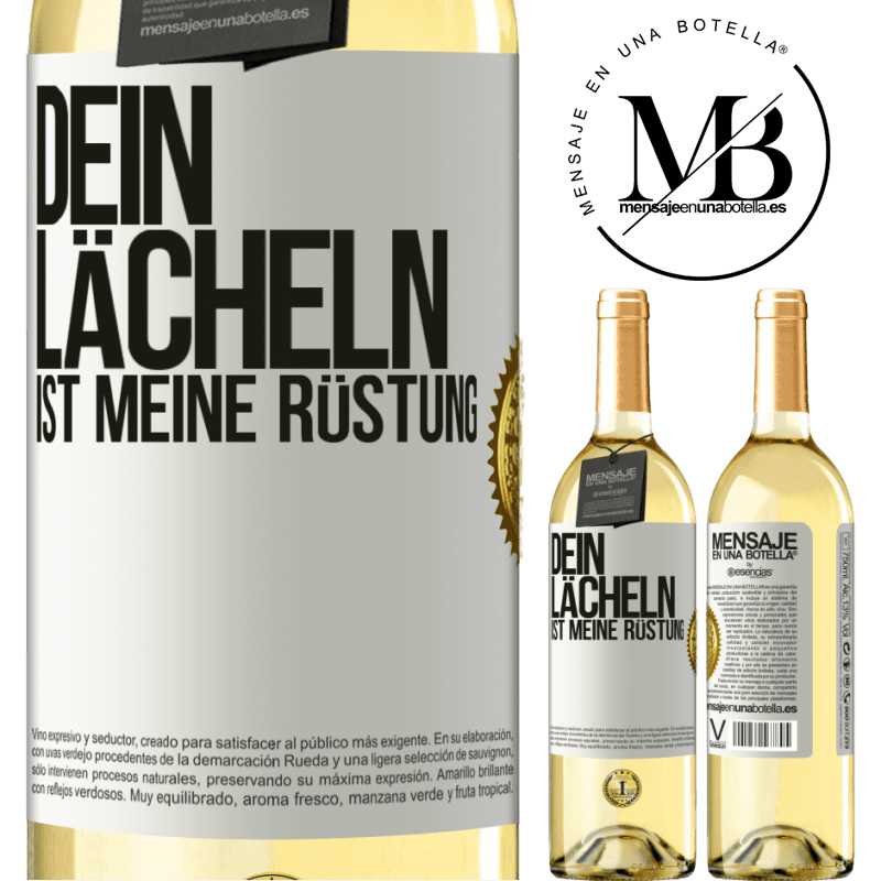 29,95 € Kostenloser Versand | Weißwein WHITE Ausgabe Dein Lächeln ist meine Rüstung Weißes Etikett. Anpassbares Etikett Junger Wein Ernte 2025 Verdejo