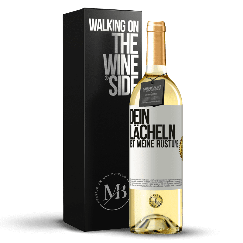 29,95 € Kostenloser Versand | Weißwein WHITE Ausgabe Dein Lächeln ist meine Rüstung Weißes Etikett. Anpassbares Etikett Junger Wein Ernte 2025 Verdejo