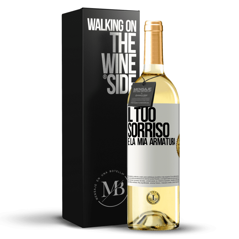 29,95 € Spedizione Gratuita | Vino bianco Edizione WHITE Il tuo sorriso è la mia armatura Etichetta Bianca. Etichetta personalizzabile Vino giovane Raccogliere 2024 Verdejo