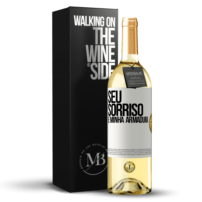 29,95 € Envio grátis | Vinho branco Edição WHITE Seu sorriso é minha armadura Etiqueta Branca. Etiqueta personalizável Vinho jovem Colheita 2025 Verdejo