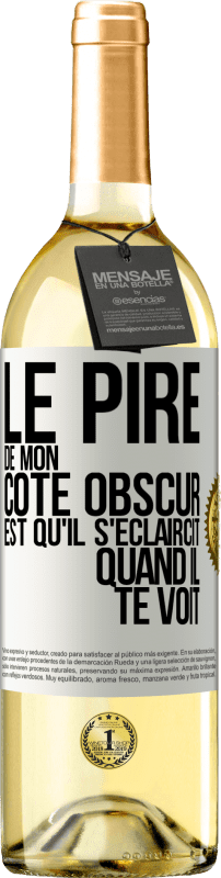 29,95 € | Vin blanc Édition WHITE Le pire de mon côté obscur est qu'il s'éclaircit quand il te voit Étiquette Blanche. Étiquette personnalisable Vin jeune Récolte 2024 Verdejo