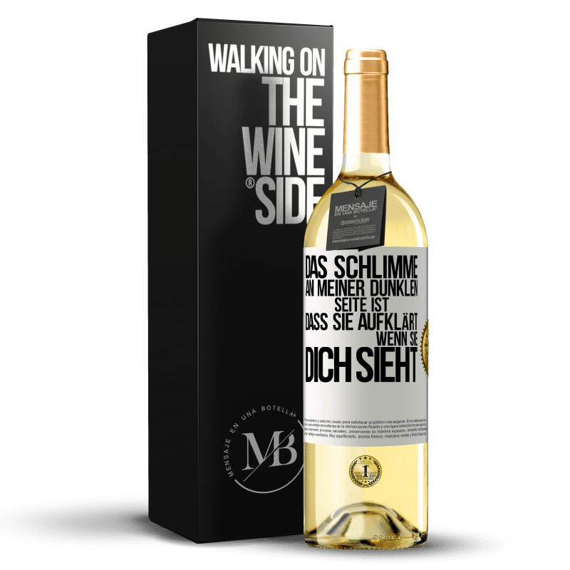 29,95 € Kostenloser Versand | Weißwein WHITE Ausgabe Das Schlimme an meiner dunklen Seite ist, dass sie aufklärt, wenn sie dich sieht Weißes Etikett. Anpassbares Etikett Junger Wein Ernte 2023 Verdejo
