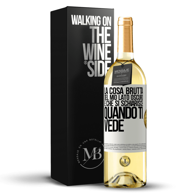 29,95 € Spedizione Gratuita | Vino bianco Edizione WHITE La cosa brutta del mio lato oscuro è che si schiarisce quando ti vede Etichetta Bianca. Etichetta personalizzabile Vino giovane Raccogliere 2024 Verdejo