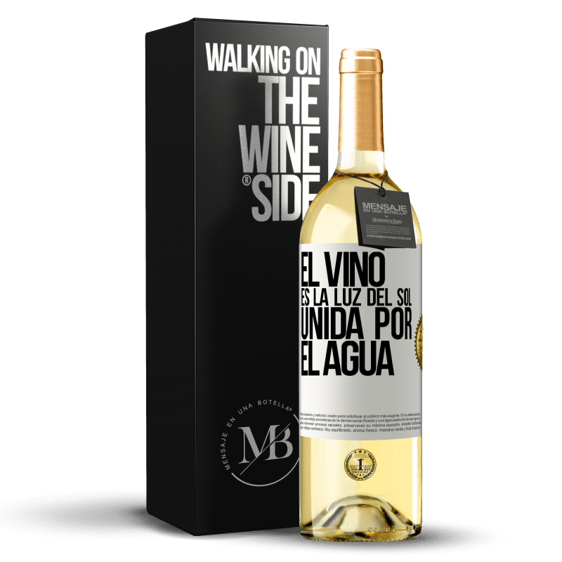 29,95 € Envío gratis | Vino Blanco Edición WHITE El vino es la luz del sol, unida por el agua Etiqueta Blanca. Etiqueta personalizable Vino joven Cosecha 2023 Verdejo