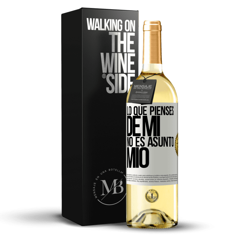 29,95 € Envío gratis | Vino Blanco Edición WHITE Lo que pienses de mí no es asunto mío Etiqueta Blanca. Etiqueta personalizable Vino joven Cosecha 2025 Verdejo