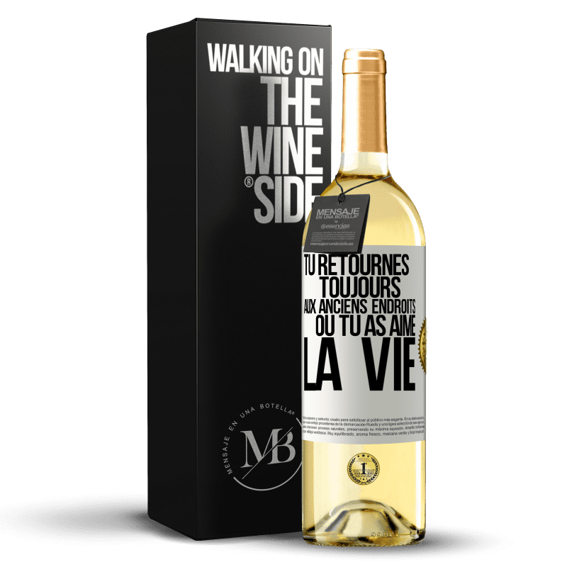 29,95 € Envoi gratuit | Vin blanc Édition WHITE Tu retournes toujours aux anciens endroits où tu as aimé la vie Étiquette Blanche. Étiquette personnalisable Vin jeune Récolte 2024 Verdejo