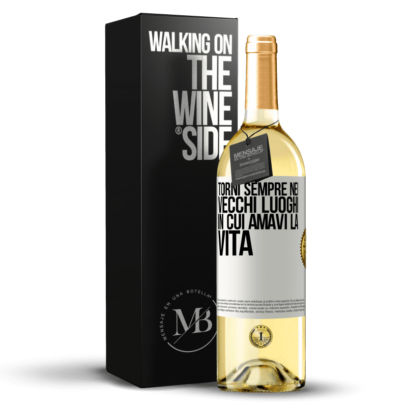 29,95 € Spedizione Gratuita | Vino bianco Edizione WHITE Torni sempre nei vecchi luoghi in cui amavi la vita Etichetta Bianca. Etichetta personalizzabile Vino giovane Raccogliere 2024 Verdejo