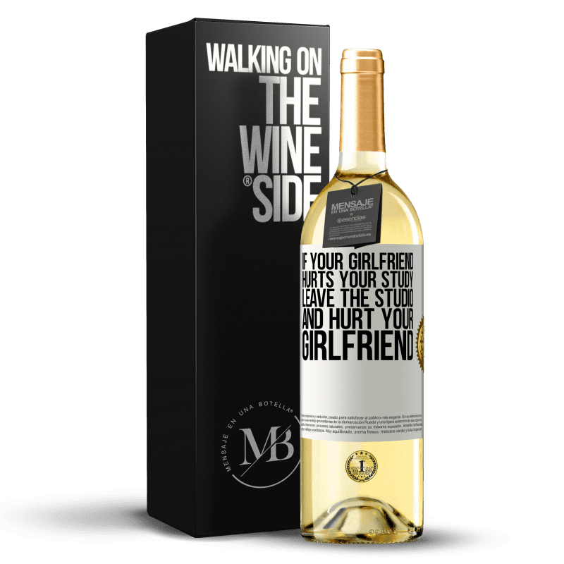 29,95 € Free Shipping | White Wine WHITE Edition If your girlfriend hurts your study, leave the studio and hurt your girlfriend White Label. Customizable label Young wine Harvest 2023 Verdejo