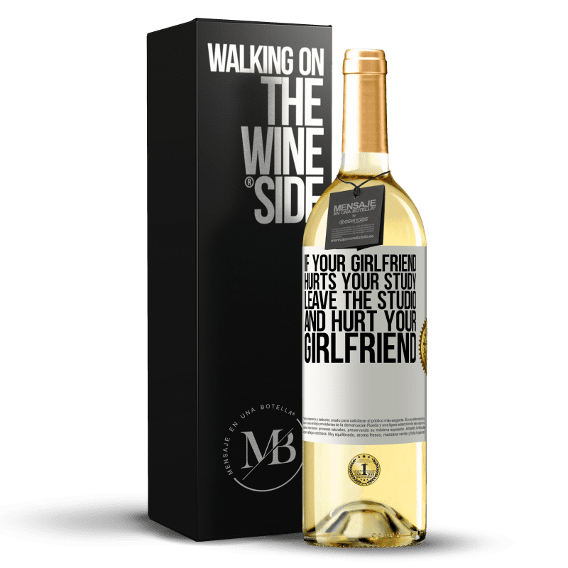 29,95 € Free Shipping | White Wine WHITE Edition If your girlfriend hurts your study, leave the studio and hurt your girlfriend White Label. Customizable label Young wine Harvest 2025 Verdejo