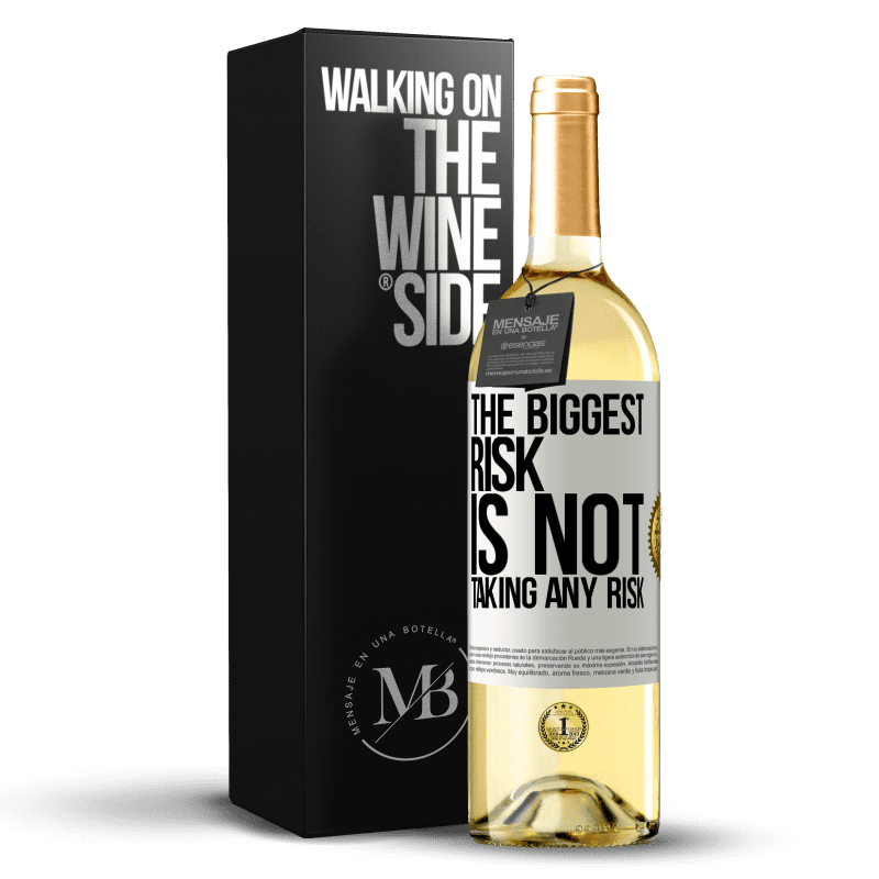 29,95 € Бесплатная доставка | Белое вино Издание WHITE Самый большой риск - не брать на себя никакого риска Белая этикетка. Настраиваемая этикетка Молодое вино Урожай 2023 Verdejo