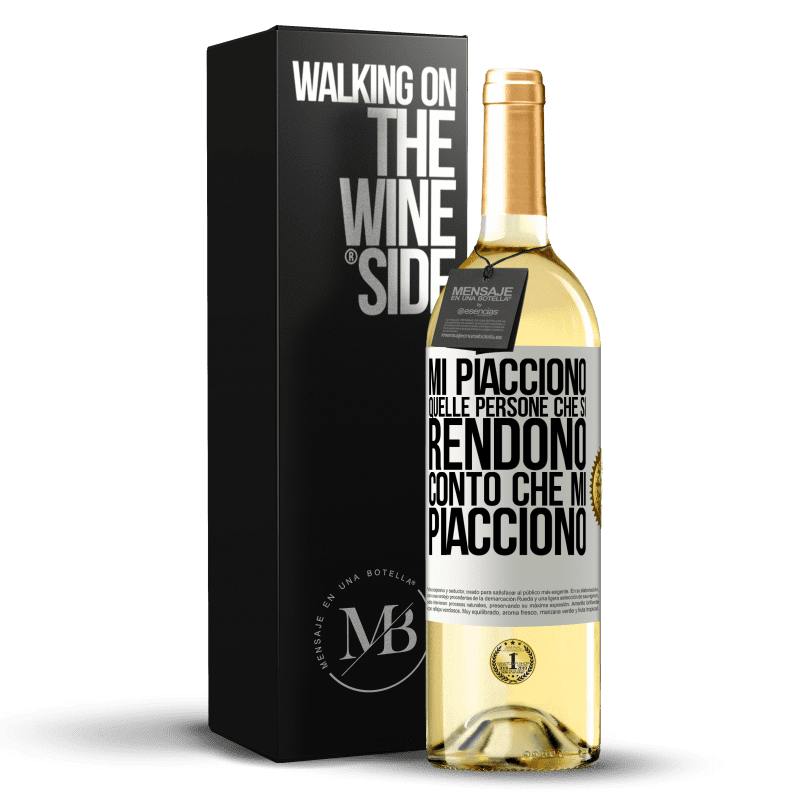 29,95 € Spedizione Gratuita | Vino bianco Edizione WHITE Mi piacciono quelle persone che si rendono conto che mi piacciono Etichetta Bianca. Etichetta personalizzabile Vino giovane Raccogliere 2024 Verdejo