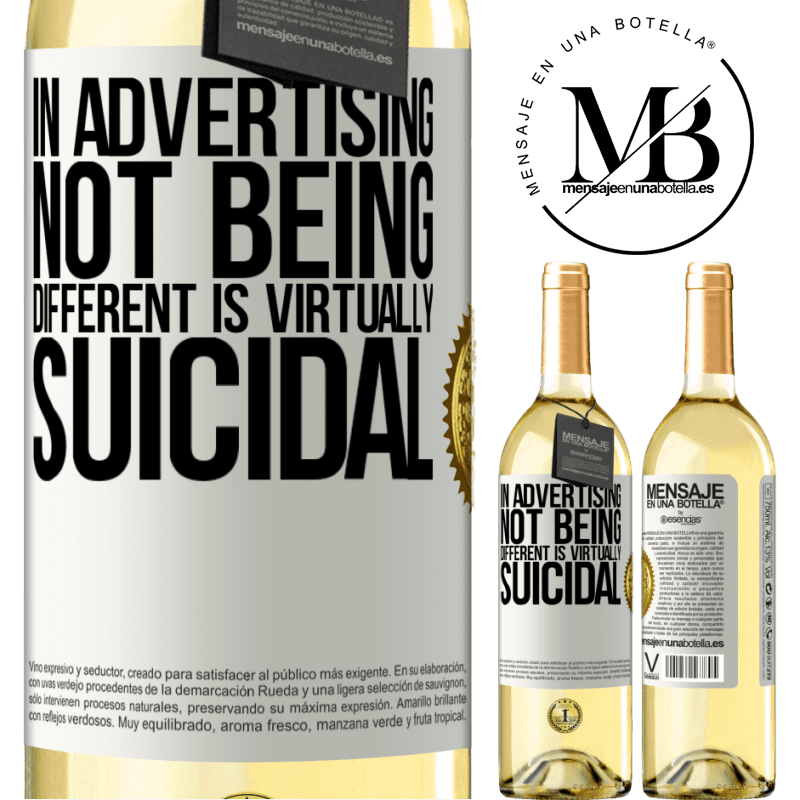 29,95 € Free Shipping | White Wine WHITE Edition In advertising, not being different is virtually suicidal White Label. Customizable label Young wine Harvest 2022 Verdejo