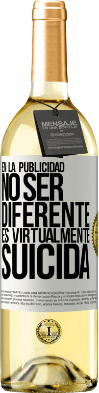 29,95 € Envío gratis | Vino Blanco Edición WHITE En la publicidad, no ser diferente es virtualmente suicida Etiqueta Blanca. Etiqueta personalizable Vino joven Cosecha 2025 Verdejo