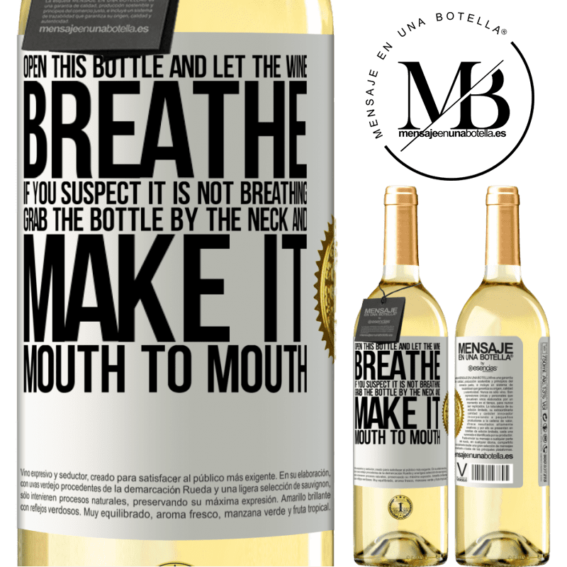 29,95 € Free Shipping | White Wine WHITE Edition Open this bottle and let the wine breathe. If you suspect you are not breathing, grab the bottle by the neck and make it White Label. Customizable label Young wine Harvest 2023 Verdejo