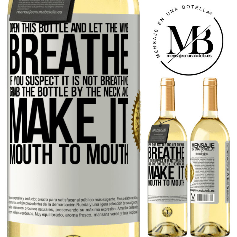 29,95 € Free Shipping | White Wine WHITE Edition Open this bottle and let the wine breathe. If you suspect you are not breathing, grab the bottle by the neck and make it White Label. Customizable label Young wine Harvest 2025 Verdejo