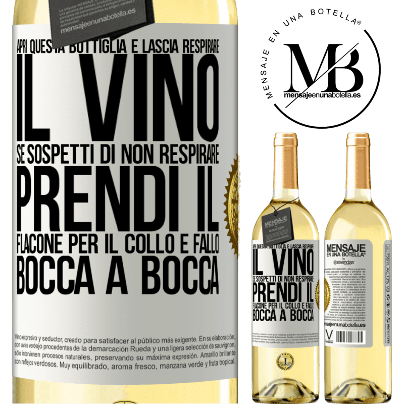 29,95 € Spedizione Gratuita | Vino bianco Edizione WHITE Apri questa bottiglia e lascia respirare il vino. Se sospetti di non respirare, prendi il flacone per il collo e fallo bocca Etichetta Bianca. Etichetta personalizzabile Vino giovane Raccogliere 2025 Verdejo