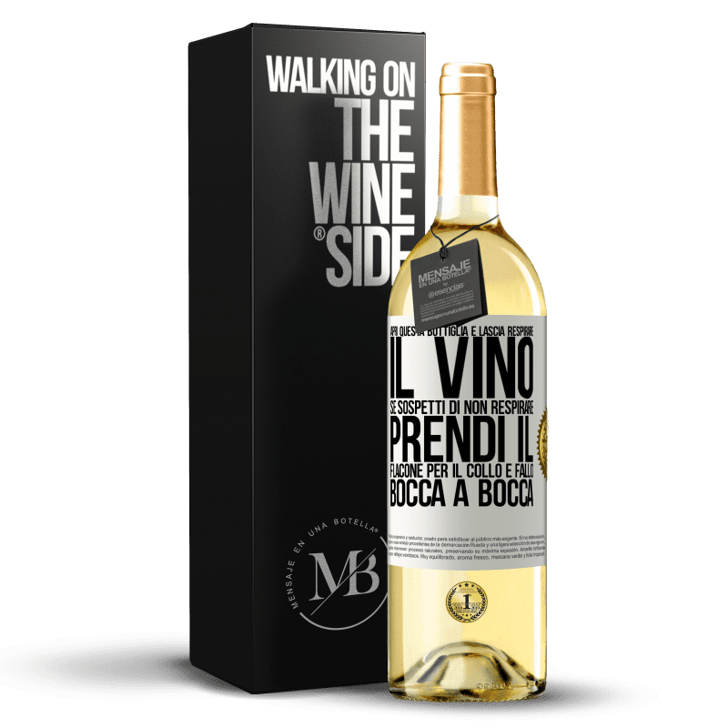 29,95 € Spedizione Gratuita | Vino bianco Edizione WHITE Apri questa bottiglia e lascia respirare il vino. Se sospetti di non respirare, prendi il flacone per il collo e fallo bocca Etichetta Bianca. Etichetta personalizzabile Vino giovane Raccogliere 2024 Verdejo