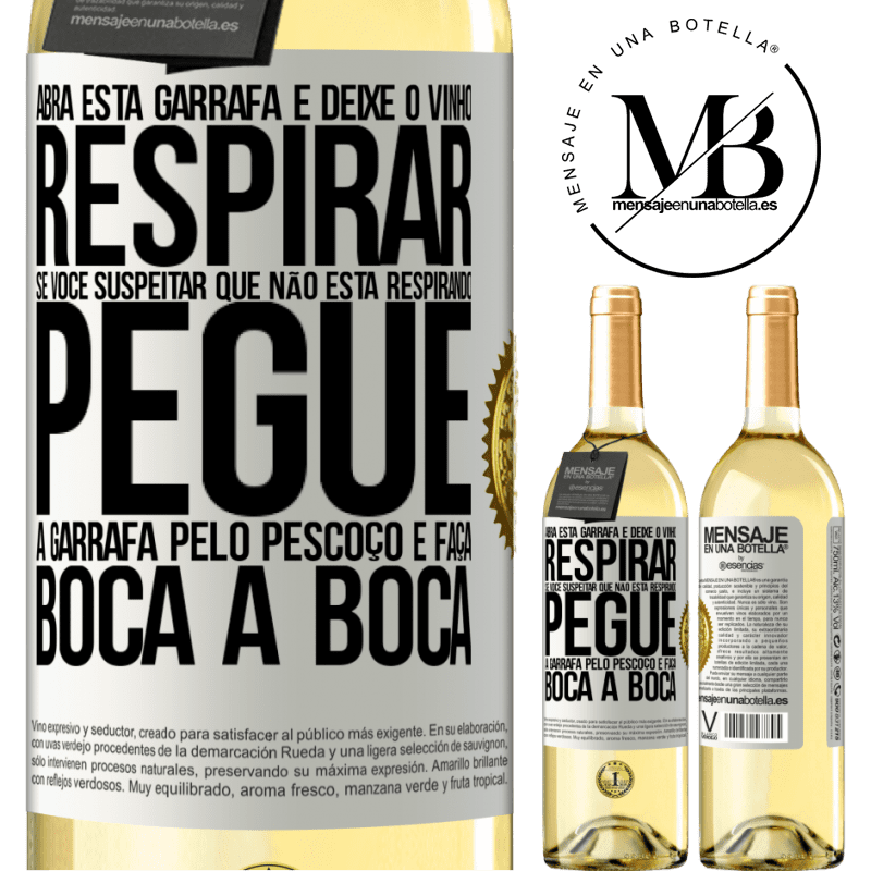 29,95 € Envio grátis | Vinho branco Edição WHITE Abra esta garrafa e deixe o vinho respirar. Se você suspeitar que não está respirando, pegue a garrafa pelo pescoço e faça Etiqueta Branca. Etiqueta personalizável Vinho jovem Colheita 2023 Verdejo