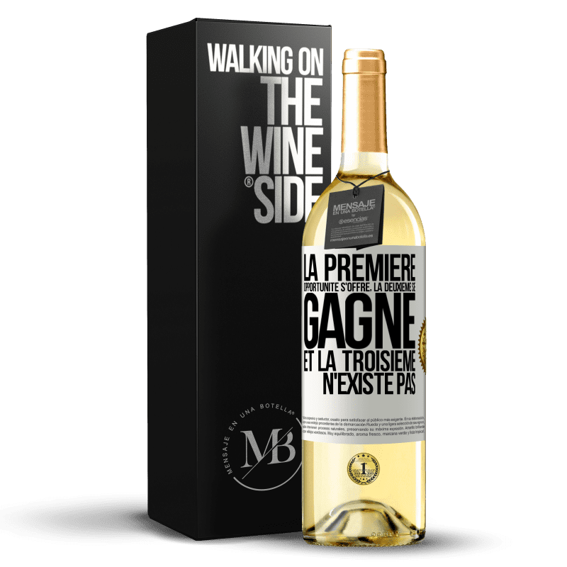 29,95 € Envoi gratuit | Vin blanc Édition WHITE La première opportunité s'offre, la deuxième se gagne et la troisième n'existe pas Étiquette Blanche. Étiquette personnalisable Vin jeune Récolte 2024 Verdejo