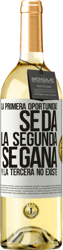 29,95 € | Vino Blanco Edición WHITE La primera oportunidad se da, la segunda se gana, y la tercera no existe Etiqueta Blanca. Etiqueta personalizable Vino joven Cosecha 2024 Verdejo