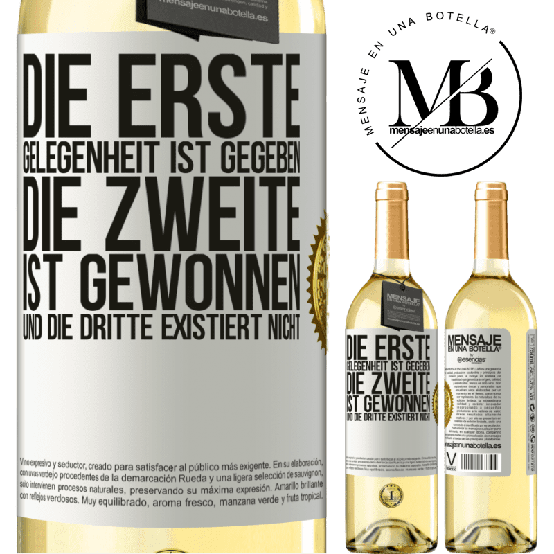 29,95 € Kostenloser Versand | Weißwein WHITE Ausgabe Die erste Gelegenheit wird einem gegeben, die Zweite wird gewonnen und die Dritte existiert nicht Weißes Etikett. Anpassbares Etikett Junger Wein Ernte 2023 Verdejo