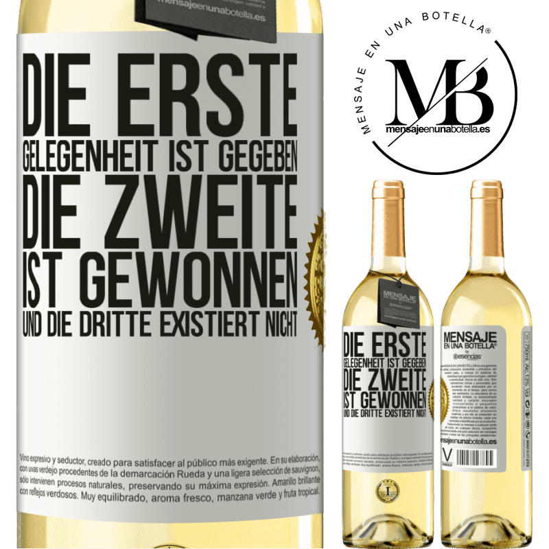 29,95 € Kostenloser Versand | Weißwein WHITE Ausgabe Die erste Gelegenheit wird einem gegeben, die Zweite wird gewonnen und die Dritte existiert nicht Weißes Etikett. Anpassbares Etikett Junger Wein Ernte 2025 Verdejo