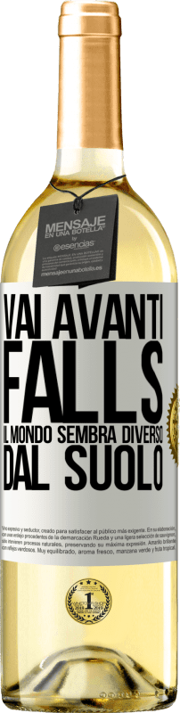 29,95 € Spedizione Gratuita | Vino bianco Edizione WHITE Vai avanti Falls. Il mondo sembra diverso dal suolo Etichetta Bianca. Etichetta personalizzabile Vino giovane Raccogliere 2025 Verdejo