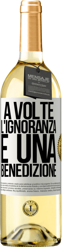 29,95 € | Vino bianco Edizione WHITE A volte l'ignoranza è una benedizione Etichetta Bianca. Etichetta personalizzabile Vino giovane Raccogliere 2023 Verdejo