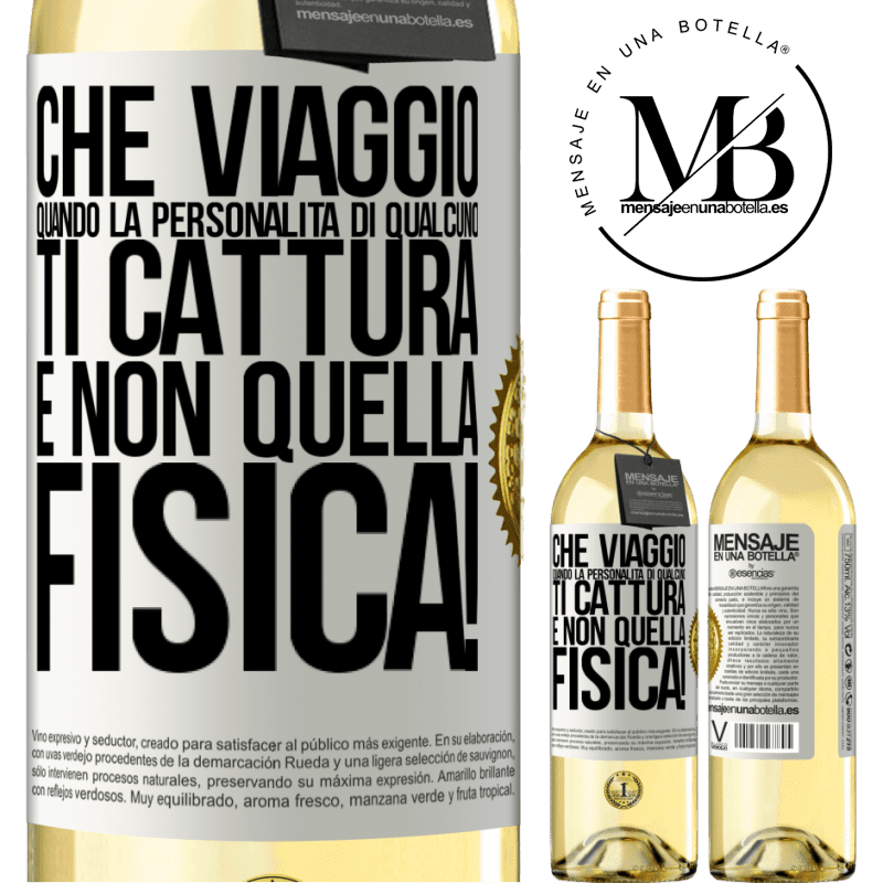 29,95 € Spedizione Gratuita | Vino bianco Edizione WHITE che viaggio quando la personalità di qualcuno ti cattura e non quella fisica! Etichetta Bianca. Etichetta personalizzabile Vino giovane Raccogliere 2024 Verdejo