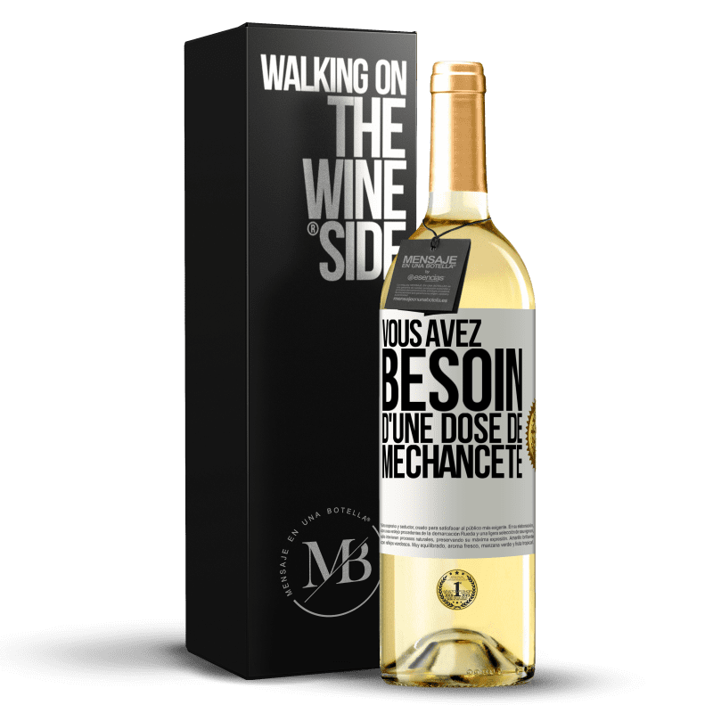 29,95 € Envoi gratuit | Vin blanc Édition WHITE Vous avez besoin d'une dose de méchanceté Étiquette Blanche. Étiquette personnalisable Vin jeune Récolte 2024 Verdejo