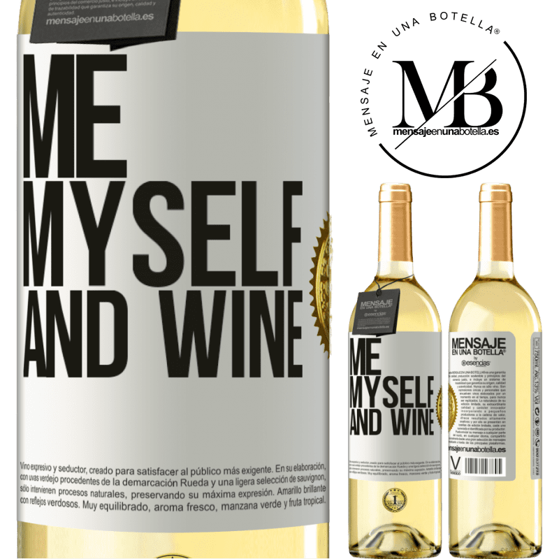 29,95 € Envío gratis | Vino Blanco Edición WHITE Me, myself and wine Etiqueta Blanca. Etiqueta personalizable Vino joven Cosecha 2023 Verdejo