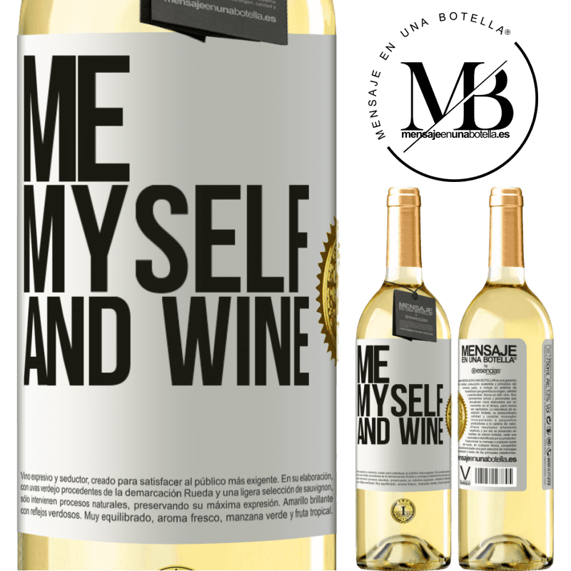 29,95 € Kostenloser Versand | Weißwein WHITE Ausgabe Me, myself and wine Weißes Etikett. Anpassbares Etikett Junger Wein Ernte 2023 Verdejo