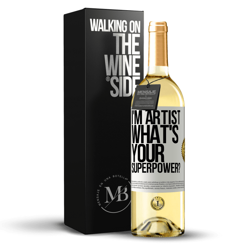 29,95 € Envío gratis | Vino Blanco Edición WHITE I'm artist. What's your superpower? Etiqueta Blanca. Etiqueta personalizable Vino joven Cosecha 2024 Verdejo