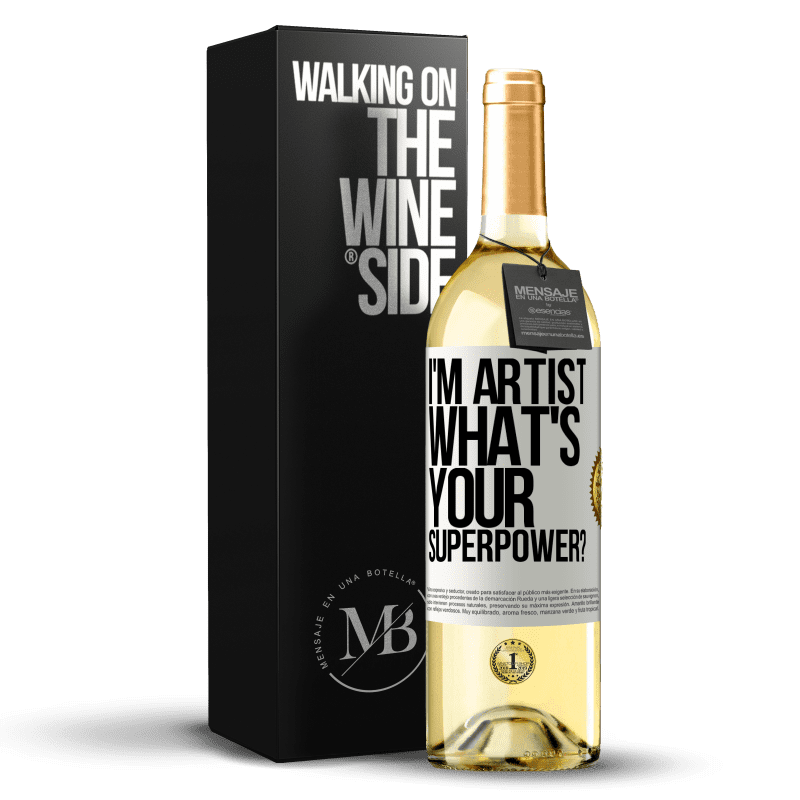 29,95 € Spedizione Gratuita | Vino bianco Edizione WHITE I'm artist. What's your superpower? Etichetta Bianca. Etichetta personalizzabile Vino giovane Raccogliere 2024 Verdejo