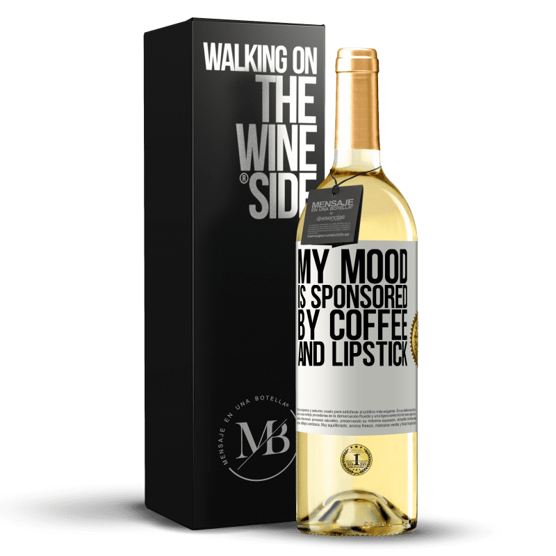 29,95 € Free Shipping | White Wine WHITE Edition My mood is sponsored by coffee and lipstick White Label. Customizable label Young wine Harvest 2024 Verdejo