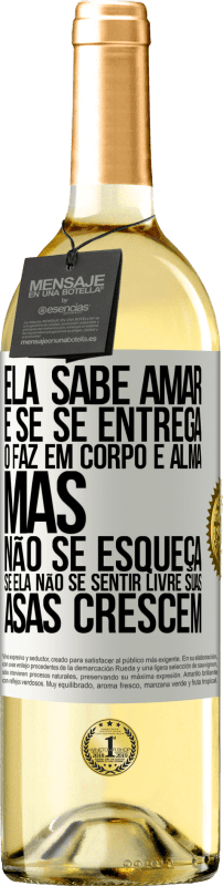 29,95 € Envio grátis | Vinho branco Edição WHITE Ele sabe amar e, se se entrega, o faz em corpo e alma. Mas, não se esqueça, se você não se sentir livre, suas asas crescem Etiqueta Branca. Etiqueta personalizável Vinho jovem Colheita 2025 Verdejo