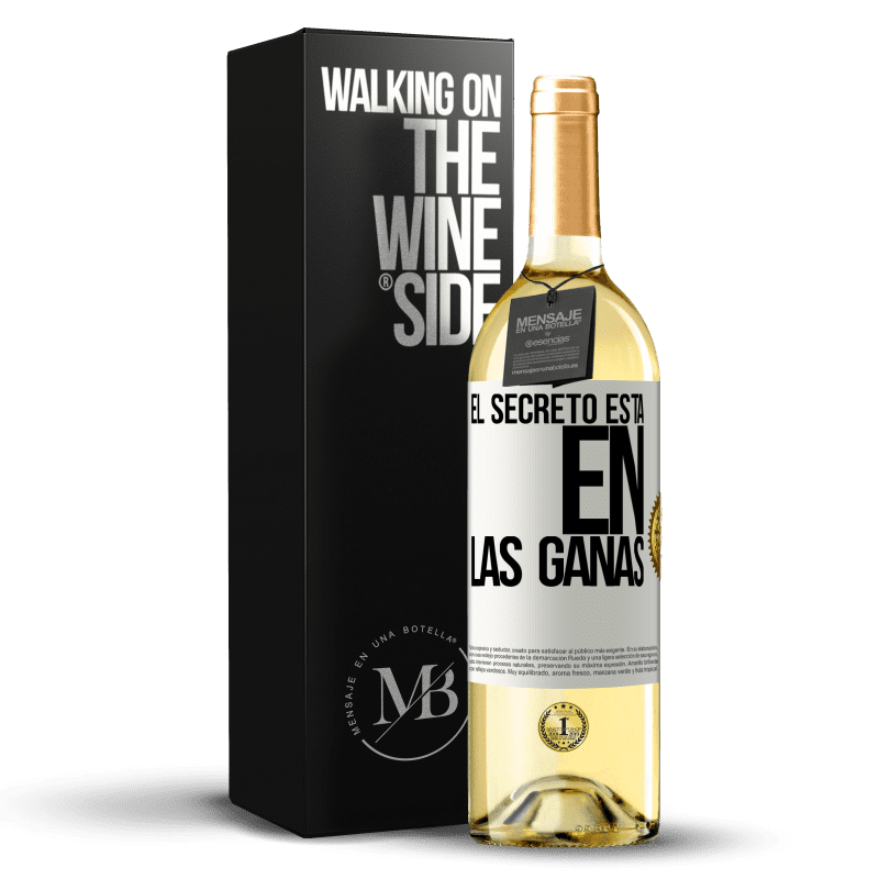 29,95 € Envío gratis | Vino Blanco Edición WHITE El secreto está en las ganas Etiqueta Blanca. Etiqueta personalizable Vino joven Cosecha 2023 Verdejo