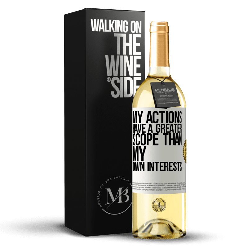 29,95 € Бесплатная доставка | Белое вино Издание WHITE Мои действия имеют больший размах, чем мои собственные интересы Белая этикетка. Настраиваемая этикетка Молодое вино Урожай 2023 Verdejo