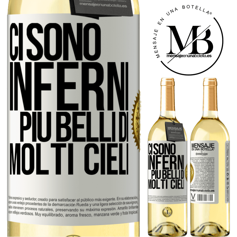 29,95 € Spedizione Gratuita | Vino bianco Edizione WHITE Ci sono inferni più belli di molti cieli Etichetta Bianca. Etichetta personalizzabile Vino giovane Raccogliere 2023 Verdejo