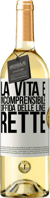 29,95 € | Vino bianco Edizione WHITE La vita è incomprensibile, diffida delle linee rette Etichetta Bianca. Etichetta personalizzabile Vino giovane Raccogliere 2024 Verdejo