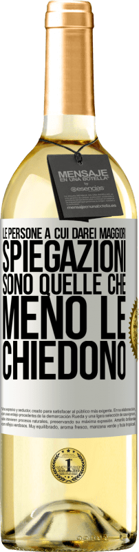 29,95 € | Vino bianco Edizione WHITE Le persone a cui darei maggiori spiegazioni sono quelle che meno le chiedono Etichetta Bianca. Etichetta personalizzabile Vino giovane Raccogliere 2024 Verdejo