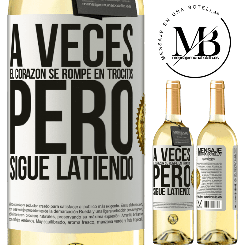 29,95 € Envoi gratuit | Vin blanc Édition WHITE Parfois, le cœur se brise en petits morceaux, mais il continue de battre Étiquette Blanche. Étiquette personnalisable Vin jeune Récolte 2022 Verdejo