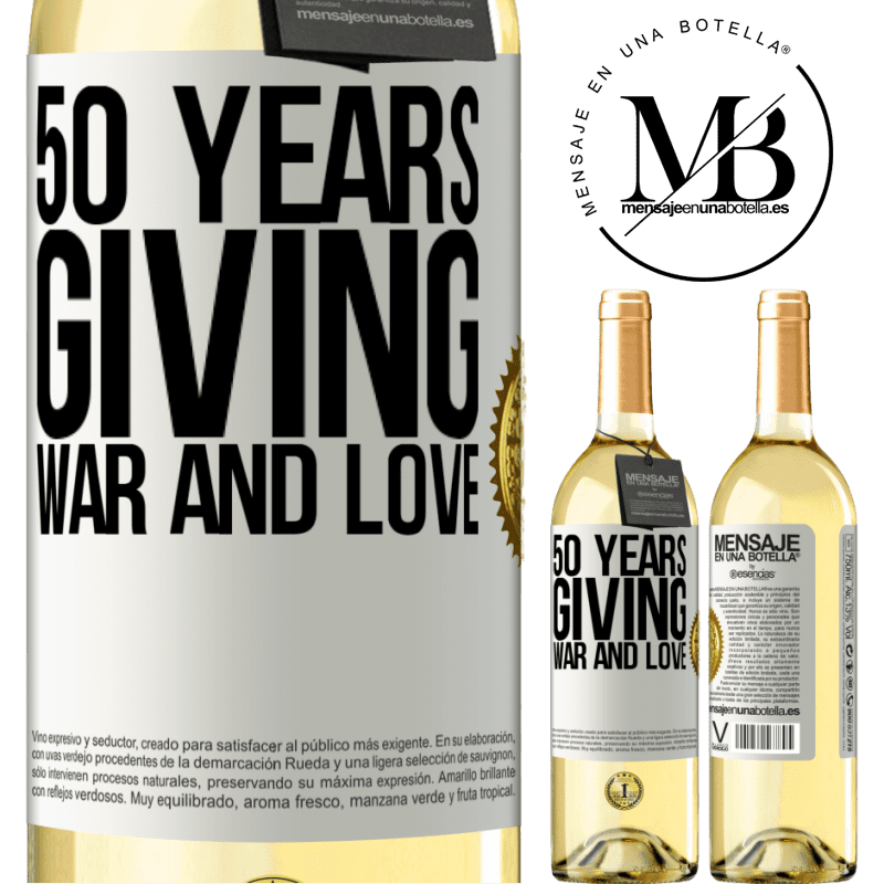 29,95 € Free Shipping | White Wine WHITE Edition 50 years giving war and love White Label. Customizable label Young wine Harvest 2022 Verdejo