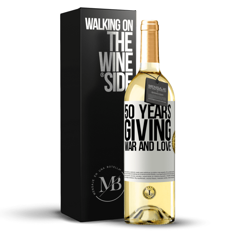 29,95 € Free Shipping | White Wine WHITE Edition 50 years giving war and love White Label. Customizable label Young wine Harvest 2023 Verdejo